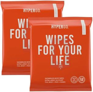 HyperGo Body Wipes - No Rinse Wet Wipes for Adults, All Natural Shower Bathing Wipes, Refreshing Body and Face Cleansing Wipes for Women and Men, 40 Extra Large Disposable Washcloths, 12x12 Unscented