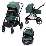 Maxi-Cosi New Generation Zelia Luxe 5-in-1 Modular Travel System, Carriage Mode, Reversible Toddler Seat, Mico Infant Car Seat (included), Enhanced All-Terrain Wheels, Use from Birth – Essential Green
