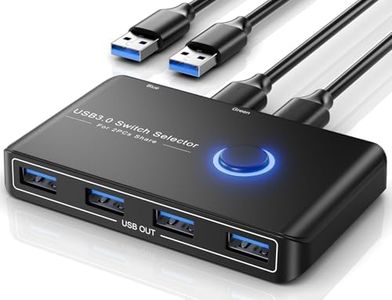 USB 3.0 Switch Selector for 2 Computers, USB Switcher Sharing 4 USB Devices Peripheral Hub for Mouse, Keyboard, Scanner, Printer; for Mac/Windows/Linux; 2 Pack USB Cables Included