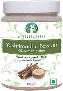 AYURVEDASHREE Yashtimadhu Powder 100 Gm Natural Mulethi Powder/Licorice Powder Glycyrrhiza Glabra Supports Lungs Skin & Stomach Mulethi Vegan Non Gmo Gluten Free