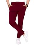 GIBBONTE Men's Slim Fit Lycra Blend Trousers - Stretchable, Comfortable, Casual, Formal, Office Wear Pants for Men(GB-TROUSERS-MAROON-36)