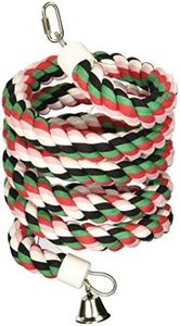 A&E CAGE COMPANY HB553 Happy Beaks Cotton Rope Boing with Bell Bird Toy, 1 by 96", Multicolor