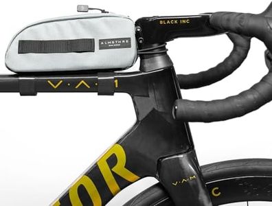 ALMSTHRE Top Tube Bag 8'' x 2'' x 3'' - Sterling Silver | Waterproof, Secure & Stable – Universal Bike Storage with Versatile Mounting – Fits Essentials | Adventure-Ready Cycling Gear