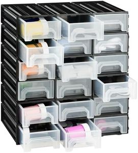 Navaris Organizador Herramientas y Tornillos con 18 cajones - Caja clasificadora de plástico - Sistema de organización de tornillos - Caja para accesorios de taller - Negra