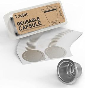 Reusable Capsules for Nespresso OriginalLine - Refillable Coffee Pods,Stainless Steel Cups Compatible for Nespresso OriginalLine Machine (1pod+50lids)