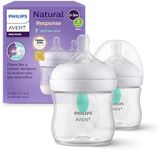 Philips Avent Natural Response Baby Bottle - 2X 125ml Baby Milk Bottle with AirFree Vent, BPA Free for Newborn Babies Aged 0 Months+ (Model SCY670/02)