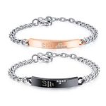 Rockyu Couple Bracelets Popular Brand Simple Chain Bracelet Women's Pink Gold Men's Bracelet Black Titanium Zirconia
