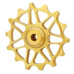 12T/14T Derailleur Pulley Aluminium Alloy Jockey Wheel Rear Derailleur Pulley Guide Wheel Pulley, 14T Gold