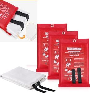Fire Blankets Fiberglass Retardant Blanket - 3.3x3.3ft Square Fire Suppression Tool Emergency Survival Kit Durable for People Accidental Safety for Home House Office Fireplace Car Kitchen(3 pack)