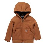 Carhartt Boys' Canvas Insulated Hooded Active Jac, Brown, 4T