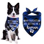 STMK My Parents are Getting Me A Human Plaid Dog Bandana, Pregnancy Announcement Plaid Dog Bandana, Baby Announcement Dog Bandana Gender Reveal Photo Prop for Dog Puppy (Blue)