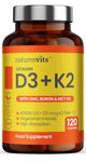 NaturesVits Vitamin D3 and K2 Bone Supplement - with Zinc, MCT Oil and Boron for Calcium Absorption for Joint Care - High Strength Natural Supplements for Women and Men