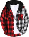 COOFANDY Men's Cotton Lightweight Jackets Hooded Flannel Shirts Plaid Hoodie Button Down Slim Fit Checkered shirt Jacket