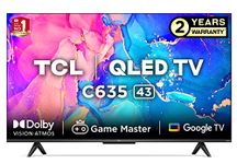 TCL 108 cm (43 inches) 4K Ultra HD Smart QLED Google TV 43C635 (Black)