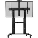 VIVO Aluminum Mobile TV Cart for 32 to 100 inch Screens up to 100kg, LCD LED OLED 4K Smart Flat and Curved Panels, Heavy Duty Stand, Shelf, Wheels, Max VESA 1000x600, Black, STAND-TV22B