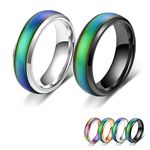 Bymivofun 2 Pcs Mood Rings, Temperature Emotion Ring, Stainless Steel Color Changing Mood, for Boyfriend Girlfriend Couple Fashion Jewellery Daily Party Birthday Valentine's Day Gift Anniversary