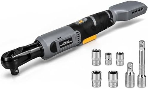 3/8" Cordless Ratchet Wrench Compatible With DEWALT 20V MAX Battery(Tool Only), 89Ft-Lbs(120N.m), Electric Ratchet Wrench Set with Variable Speed, LED Light, 5 Sockets, 3" Extension Bar, 1/2" Adapter