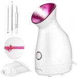 Facial Steamer, Wolady Nano Ionic Face Steamer for Pores with UV Light Hot Mist Moisturizing Sprayer Home Sauna SPA Bonus Blackhead Extractor Kit (Pink)