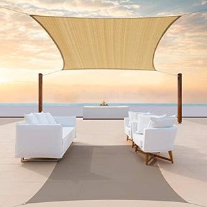 ColourTree 16' x 20' Sand Rectangle CTAPR1620 Sun Shade Sail Canopy Mesh Fabric UV Block - Commercial Heavy Duty - 190 GSM - 3 Years Warranty (We Make Custom Size)