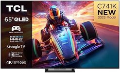 TCL 65C741K 65inch QLED Television 144Hz Full Array Local Dimming 4K UHD Smart Google TV Dolby Vision & Atmos Motion clarity Hands-Free Voice Google assistant Alexa with AMD FreeSync Premium Pro Black