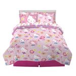 Franco Hello Kitty Kids Bedding Super Soft Comforter and Sheet Set with Sham, 7 Piece Queen Size, (Officially Licensed Product)