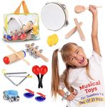 Toddler Educational & Musical Percussion for Kids & Children Instruments Set 18 Pcs - With Tambourine, Maracas, Castanets & More - Promote Fine Motor Skills, Enhance Hand To Eye Coordination,