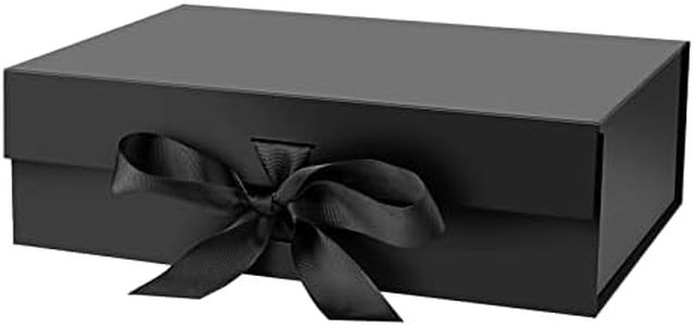 DaiJoob Gift Box with Lid for Presents 10.5x7.5x3.1 Inches with Ribbon and Magnetic Closure(1-Pack) (Black)