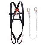 JSP SPARTAN Restraint Kit - Black - One Size - Height Safety - Harness & Lanyard - Working at Height - EN 361 & EN 354