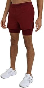 TCA Men's Flyweight 2 in 1 Lightweight Running/Gym Shorts with Pockets - Maroon, Large