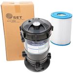 Set SunSolar Energy Technologies Pool Cartridge Filter System 30SF Filter Area for Pools up to 5000 Gallons