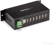 StarTech.com 7-Port USB 2.0 Hub - Metal Industrial USB-A Hub with ESD Protection & 350W Surge Protection - Din Rail, Wall or Desk Mountable - TAA Compliant USB Expander Hub (ST7200USBM)