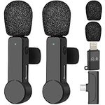 Augot Microphone, Dual Professional Lavalier Microphone for iPhone Android iPad, 2 Pack Clip On Lapel Mic for Video Recording Live Stream Interview YouTube Facebook TikTok Vlog