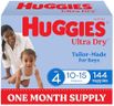 Huggies Ultra Dry Nappies Boys Size 4 (10-15kg) 144 Count - One Month Supply (Packaging May Vary)