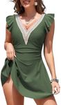 Aleumdr Swim Dress Womens Swimsuits One Piece Tummy Control Skirted Bathing Suits Modest Tankini Swimwear Rompers Swim Suit for Women Green Medium