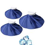 Kuou 3 Pack Ice Bag,ice bag for injuries,Reusable First Aid Ice Bag, Hot And Cold Reusable Ice Bag, First Aid Therapy Packs Relief and Reduce Sports Injuries, Deep Blue(11"+9"+6")