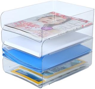 HKeeper (4pcs Pack) Stackable Paper Trays,Letter Tray Organizer,Office Desktop Organizer,A4 Paper Holder,Supplies Magazine,File Documents,Receipts(Clear