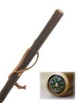 Linden Leisure Barked Chestnut Wood Hiking Stave with Compass Pole Staff Walking Stick Natural Rustic