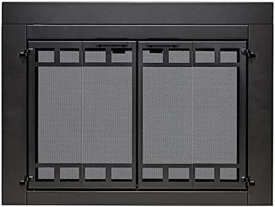 UniFlame - Connor - Bi-fold Style Fireplace Doors with Smoke Tempered Glass (Color: Black, Size: Large - Fits Opening 36in to 43in W x 25.5in to 32.5in H)