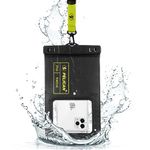 Pelican Marine - IP68 Waterproof Phone Pouch [XL Size] Floating Waterproof Phone Case/Bag for iPhone 15 Pro Max/14 Pro Max/13/12/S24 Ultra/S23/S22/Pixel 8 - Detachable Lanyard - Black / Hi-Vis Yellow