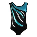 DoGeek Gymnastics Leotards Littler Girls Gymnastics Solid Sparkle Leotard Ballet Shining Dance Wear one-Piece(Sleeveless Blue)