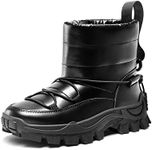 DREAM PAIRS Girls Boys Snow Boots Slip Resistant Outdoor Warm Ankle Winter Shoes Toddler/Little Kid,Size 2 Little Kid,Black,KSB218