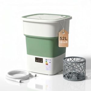 1.8 Cu.Ft Portable Washing Machine, Foldable Washer With 150W Motor | Compact Washing Machine With 150W Motor & Spin Basket For Apartments, RVs, Camping & Travel. Folds For Easy Storage.