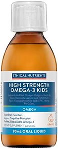 Ethical Nutrients High Strength Omega-3 Kids Liquid - Fish Oil For Kids Heart & Eye Health, Supports Cognitive Function - Orange Flavoured - 90mL