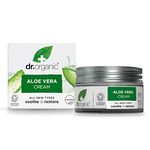 Dr Organic Aloe Vera Cream, Soothing, Mens, Womens, All Skin Types, Natural, Vegan, Cruelty-Free, Paraben & SLS-Free, Plastic Free, Recycled & Recyclable, Certified Organic, 50ml, Packaging may vary