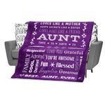 Aunt Gifts from Niece or Nephew, Aunt Throw Blanket, Presents for Aunts for Birthday or Thank You Gift for Auntie, Tia Gifts 153x127 cm (Purple, Fleece)