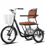 KIBONCY Elderly Adult Tricycle, Three Wheel Bike with Armrest Seat, Front & Rear Baskets, Disc Brake Stable Senior Shopping Pedal Trike(BA(upg))