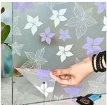 HAPPYMATES Frosting Film 3D Privacy Sticker for Front Door/Bathroom/Window Flower Pattern Privacy Window Film Decorative Glass Film No Glue Anti-UV Sticker (23 X 148_Inch, Purple Star Flower)