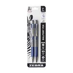 Zebra F-301 Ballpoint Stainless Steel Retractable Pen, Fine Point, 0.7mm, Blue Ink, 2-Count