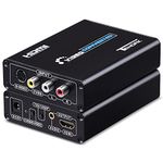 Tendak 3RCA AV CVBS Composite & S-Video R/L Audio to HDMI Converter Adapter Upscaler Support 720P/1080P with 3RCA S-Video Cable for DVD VCR PS2 PS3 Xbox HDTV