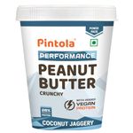 Pintola Plant Protein Peanut Butter Coconut Jaggery Crunchy 510g, 28% High Protein, 7g Fiber, Vegan Protein, Gluten Free, Zero Trans Fat, Nut Butter, Bread Snacks